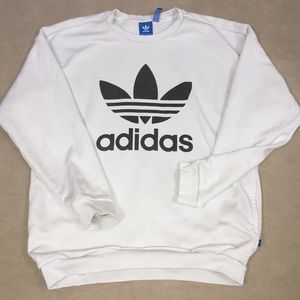 adidas white sweatshirt with pockets